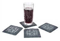 Slate Coaster Set of 4 4" x 4" Engraved with Contemporary Design- By Trademark Innovations