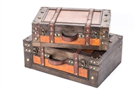 Set of 2 Vintage Style Wood Decorative Suitcases By Trademark Innovations
