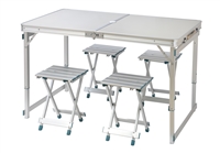 4 Person Aluminum Lightweight Folding Camp Table with 4 Stools by Trademark Innovations