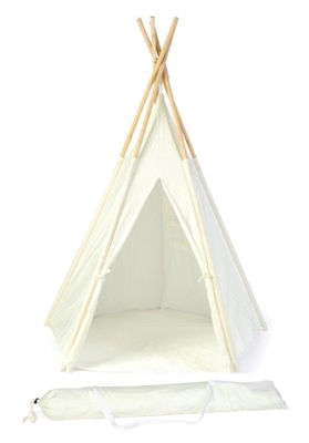 5'  Teepee With Carry Case - Customizable Canvas Fabric - By Trademark Innovations (White)