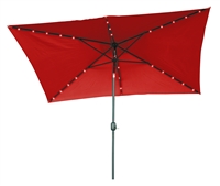 10' x 6.5' Rectangular Solar Powered LED Lighted Patio Umbrella by Trademark Innovations (Red)