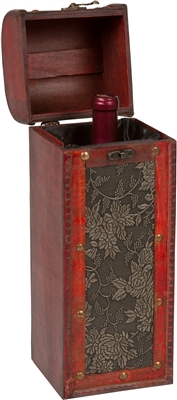 Treasure Chest Wine Box Wooden for 1 Bottle By Trademark Innovations