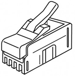 RJ-22 Standard Modular Plugs, RJ-22 (4P4C), Flat Cable, Stranded Wire, 100 pc. Jar