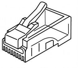 RJ-45 Standard Modular Plugs, RJ-45 (8P8C), Flat Cable, Stranded Wire, 100 pc. Jar