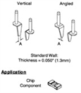 Surface mount component removal tips.  45º Angled Chip Component (Vertical) .  Tips for TT-65 handpiece.