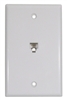 Single Outlet Flush Mount Wall Plate White 6P/4C