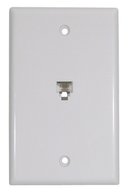 Single Outlet Flush Mount Wall Plate White 6P/4C