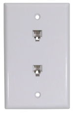 Double Outlet Flush Mount Wall Plate White 6P/4C