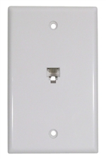 Single Outlet Flush Mount Wall Plate White 6P/6C