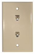 Double Outlet Flush Mount Wall Plate Ivory 8P/8C