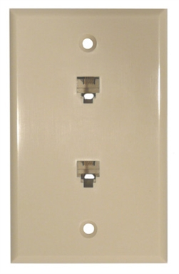 Double Outlet Flush Mount Wall Plate Ivory 8P/8C