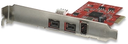 FireWire 800/400 PCI Express Card Three ports, x1 lane