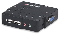 2-Port Compact KVM Switch USB, with Cables and Audio Support