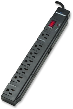 Surge Strip 5 Horizontal / 2 Horizontal Adapter / RJ-45 Protection, 1,200 Joules, 1.6 m (5.5 ft.) Cable