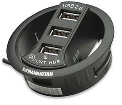 Hi-Speed USB 2.0 In-Desk Hub 3 Ports, Fits 6 cm (2.4 in.) Grommet Hole