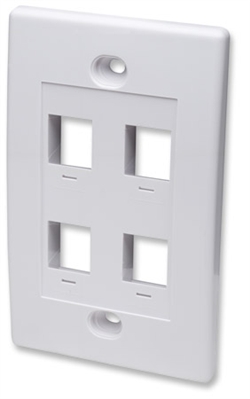 Wall Plate Flush Mount, 4 Outlet, White