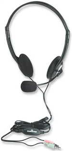 Stereo Headset Lightweight design with adjustable headband, microphone and inline volume control