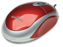 MH1 Optical Mini Mouse USB, Three Buttons with Scroll Wheel, 1000 dpi, Red/Silver
