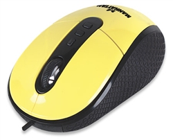 RightTrack Mouse USB, Adjustable Three-Level Resolution, Six Buttons with Scroll Wheel, Yellow