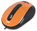RightTrack Mouse USB, Adjustable Three-Level Resolution, Six Buttons with Scroll Wheel, Orange