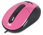 RightTrack Mouse USB, Adjustable Three-Level Resolution, Six Buttons with Scroll Wheel, Pink