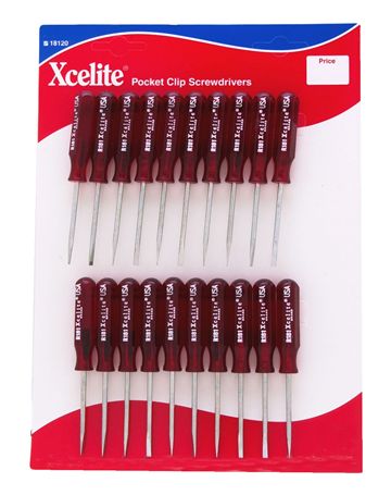 Display Card with 20 of R181 Pocket Clip Screwdrivers