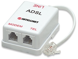 ADSL Modem Splitter Adapter One RJ11 for Telephone Line, Two RJ11 for Modem and Phone