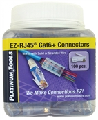EZ-RJ45 Cat 6+ Connectors, Jar of 100.