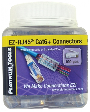 EZ-RJ45 Cat 6+ Connectors, Jar of 100.