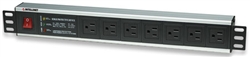 19"" Rackmount 7-Way Power Strip - U.S. Type With On/Off Switch and Surge Protection