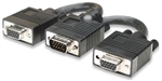 SVGA Y Cable HD15 Male / 2 HD15 Female, 1.5 cm (6 in.), Black