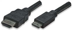 High Speed HDMI Cable Mini HDMI Male to HDMI Male, Shielded, Black, 1.8 m (6 ft.)