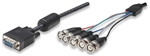 High Resolution Monitor Cable HD15 Male / (5) BNC with Ferrite Core, 1.8 m (6 ft.), Black