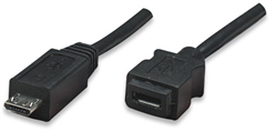 Hi-Speed USB 2.0 Extension Cable Micro-B Male / Micro-AB Female, 1 m (3 ft.), Black