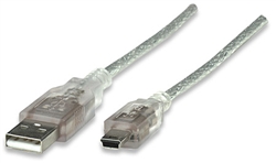 Hi-Speed USB Device Cable A Male / Mini-B Male, 1 m (3 ft.), Translucent Silver