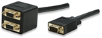 Video Splitter Cable VGA Male / (2) VGA Female, 0.3 m (1 ft.), Black