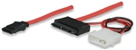 Micro SATA Drive Cable Micro SATA 7+7+2 Pin Male / 7 Pin SATA Male / 4 Pin 5 V Molex, 30 cm (12 in.), Red