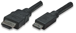 High Speed HDMI Cable Mini HDMI Male to HDMI Male, Shielded, Black, 1 m (3.3 ft.)