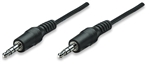 Stereo Audio Cable 3.5 mm Stereo Male to Male, Black, 0.3 m (1 ft.)