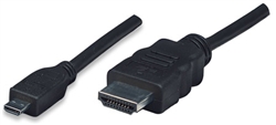High Speed HDMI Cable With Ethernet Channel HDMI Male to Micro Male, Shielded, Black, 2 m (6.6 ft.)