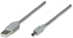 Hi-Speed USB 2.0 Device Cable A Male / Mini 4-Pin Male, Grey,  6 ft. (1,8 m)