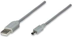 Hi-Speed USB 2.0 Device Cable A Male / Mini 4-Pin Male, Grey,  6 ft. (1,8 m)