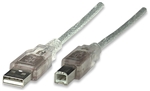 Hi-Speed USB Device Cable A Male / B Male, 1.8 m (6 ft.), Translucent Silver