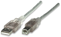 Hi-Speed USB Device Cable A Male / B Male, 5 m (16 ft.), Translucent Silver