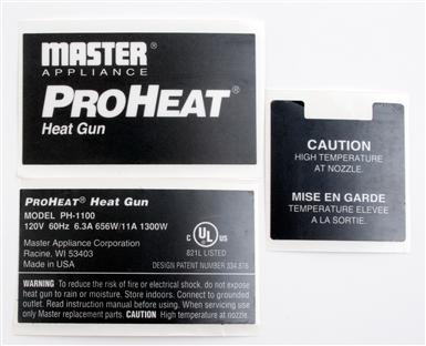  Labels, 120V For Proheat Dual Temp. & Quick-Touch Heat Gun