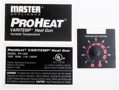  Label, 120V For Proheat Varitemp Heat Gun
