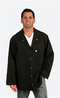 Traditional Lab Coat, Nylostat fabric, hip-length jacket, Black, 3pockets