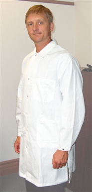 Traditional Lab Coat, Nylostat fabric, knee-length coat, White, 3pockets