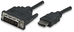 HDMI Cable HDMI Male to DVI-D 24+1 Male, Dual Link, Black, 6 ft.