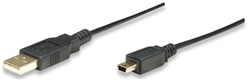 Hi-Speed USB Device Cable A Male / Mini-B Male, 1 m (3 ft.), Black